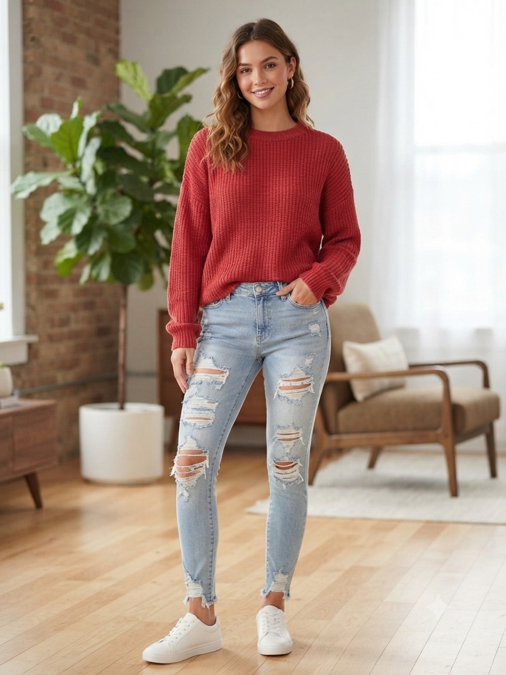 American Eagle Outfitters Light Blue Distressed Skinny Jeans